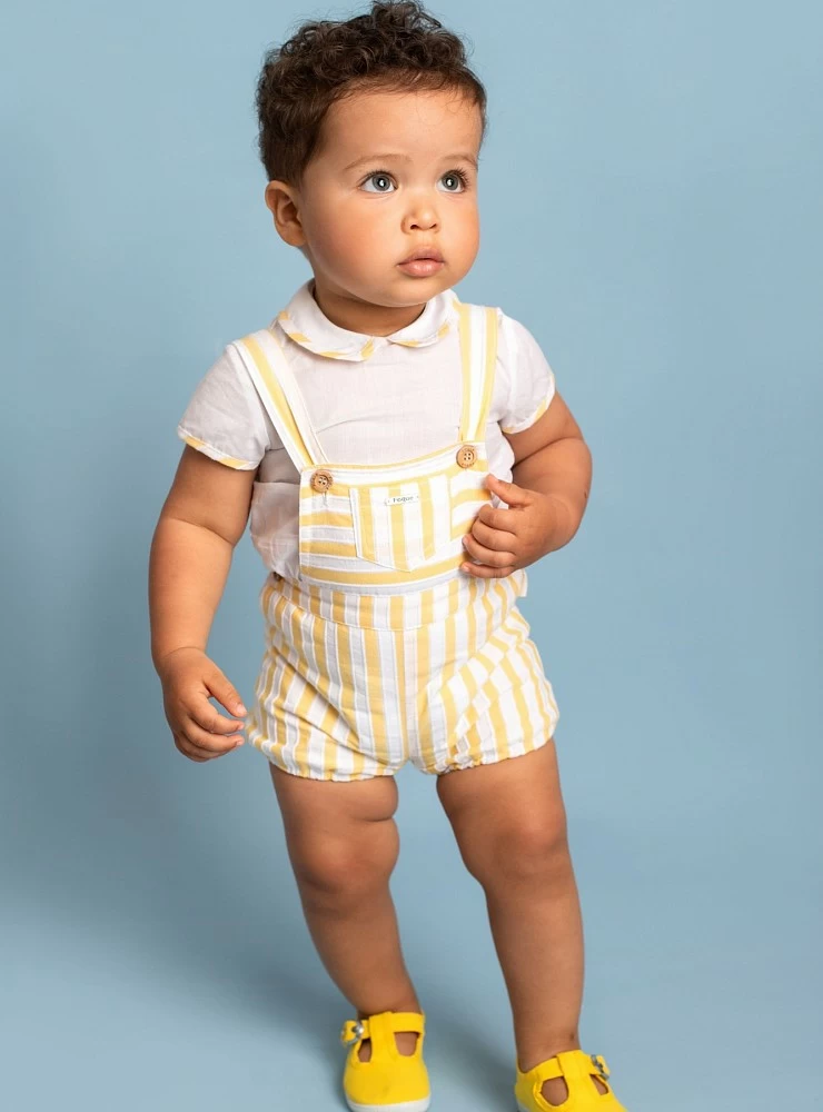 Yellow and white set. Overalls and blouse