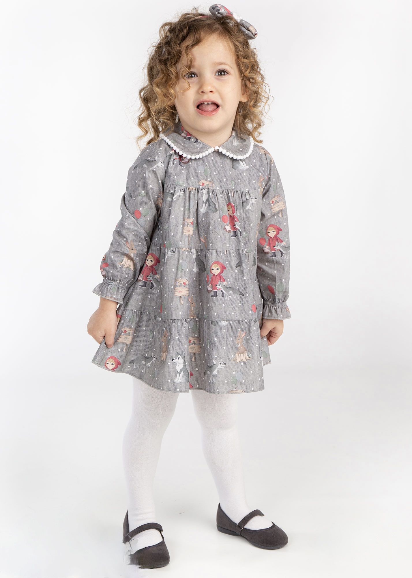 Vestido gris con estampado Caperucita Roja Lacasitadeblanca.es